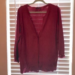 Raspberry colored three quarter sleeve sweater